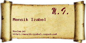 Mensik Izabel névjegykártya